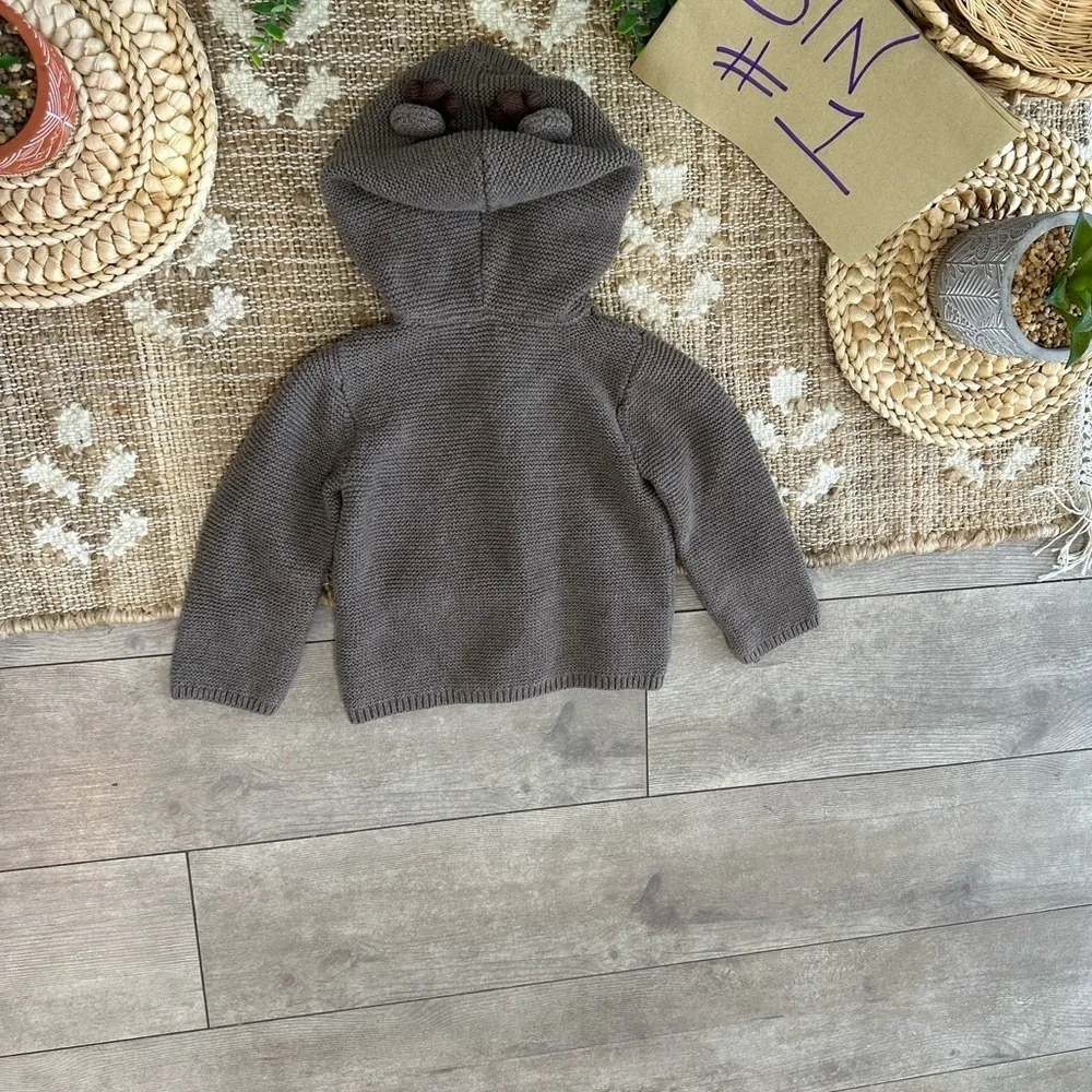 New Carter's Christmas Reindeer Hooded Thick Knit Cardigan  Jacket Sweater
